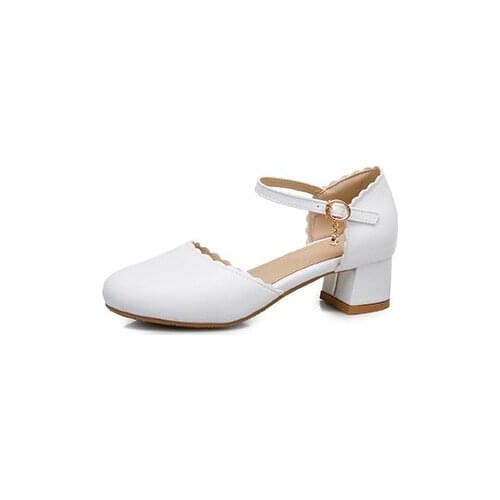 2020 Factory Direct Sweet square Heels Sandals Women Ankle Strap Summer Shoes Female Small &Big Size 28-43 Round toe Casual H65