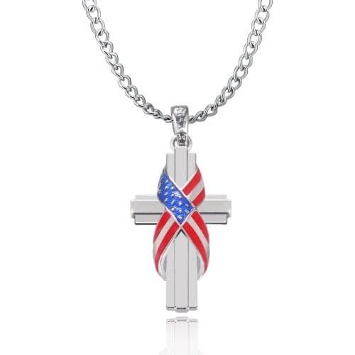 Women Necklaces Silver Plated Flag Cross Necklaces Banquet Couple Necklaces Give Girlfriend Birthday Gift Fashion Simple Jewelry