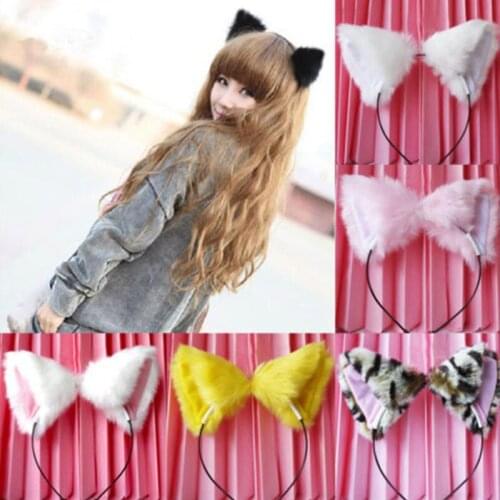 Hot Women Girls Fox Cat Ears Cosplay Fashion Plush Headwear Sexy Leopard Hairband Dance Party Boutique Hair Accessories