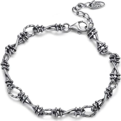 S925 Sterling Silver Chain Retro twist Bracelets Women Girls Fine Jewelry Simple lover Bangle 8 Shape Bracelets