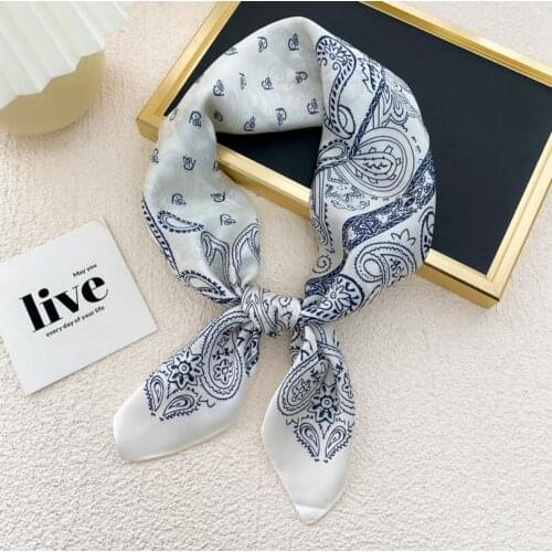 70x70cm Square Neck Cashew Silk Scarf Bandana 2021 Women Fashion Scarves New Foulard Summer Luxury Shawls Wraps Hijabs lady