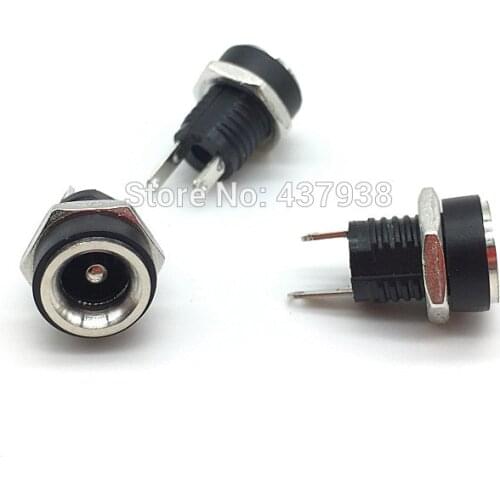 100pcs DC-022B 5.5x2.1mm All-Copper Material DC Power Supply Jack Socket Female Panel Mount Connector With a Nut DC022
