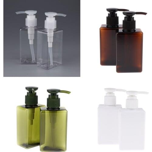 2 Pieces 150ml Refillable PET Empty Pump Bottles Holder For Essence Emulsion