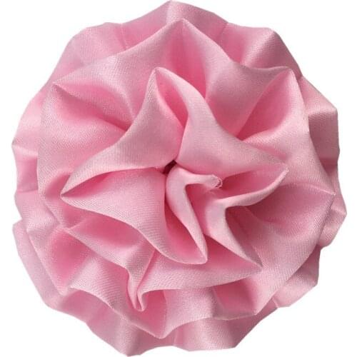 30 pcs/lot , 7 CM satin double color pleated hairpin hand-rolled flower with cloth clip children headdress 20 colors