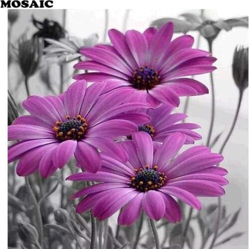 5D Full Square/round DIY Diamond Painting Daisy Flower Embroidery Cross Stitch Diamond Mosaic Wall Sticker Home Decor