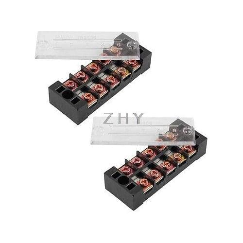 600V 25A Dual Row 5 Position Terminal Blocks Barrier 2 Pcs