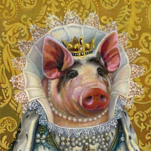 Full Square Drill Round Diamond 5D DIY Diamond Painting Embroidery Cross Stitch "Pig Lady" Rhinestone Mosaic Painting Arts Gift