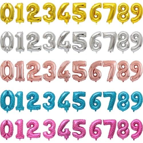 32 Inch Big Foil Birthday Balloons Air Helium Number Balloon Birthday Party Decoration Kids Gold Blue Pink Figures Ballon