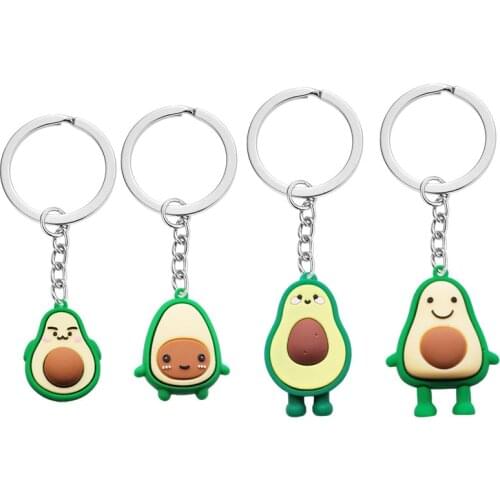 Keychain Fashion Simulation Fruit Avocado Smile-shaped 3D Soft Resin Avocado Key Chains Jewelry Fashion Wedding Party Gift