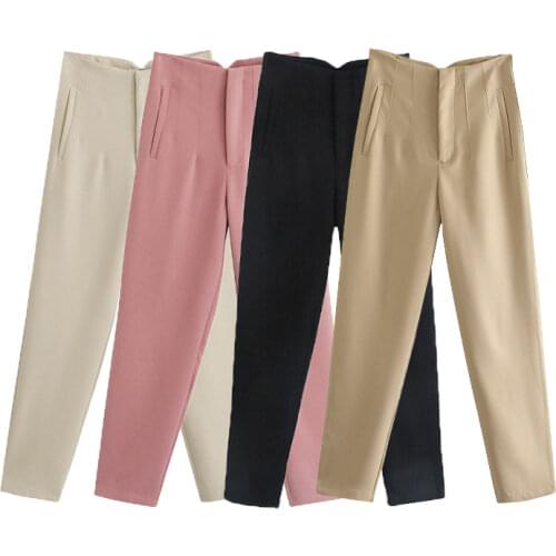 Women Pants High waist Pants Black White Pink Casual Trousers Woman Summer Fashion Trouser Funky Streetwear Pants