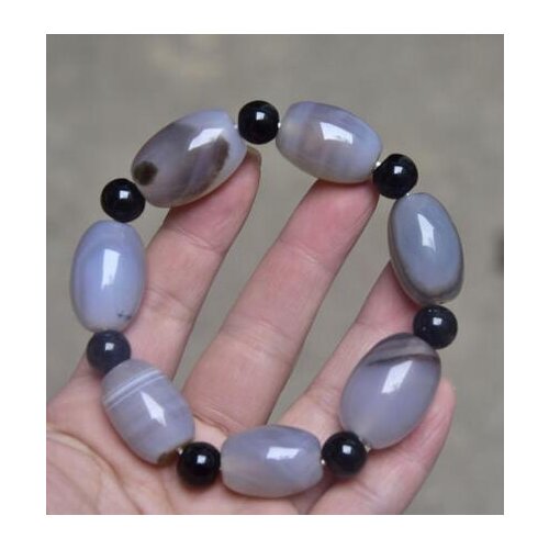 Natural agatebarrel beads 22X15 MM elastic bracelet chakra energy stone