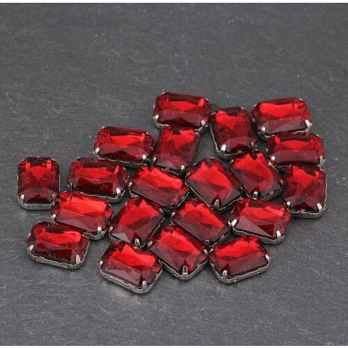 Colored glass beads crystal rectangle silver claw various colors mix drop of water drop of tear sew in Rhinestone Wedding Dress