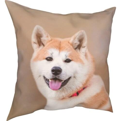 Japanese Akita Dog Puppy Pillowcase Printing Fabric Cushion Cover Decorative Throw Pillow Case Cover Sofa Square 18