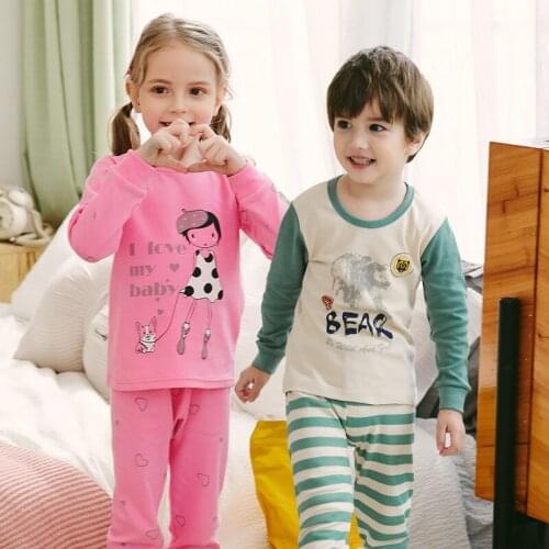 TUONXYE Children Cotton Pajamas Set Kids Cartoon Animals Pyajamas Boys Homewear Girls Sleepwear Child Clothes Sets Baby PJS