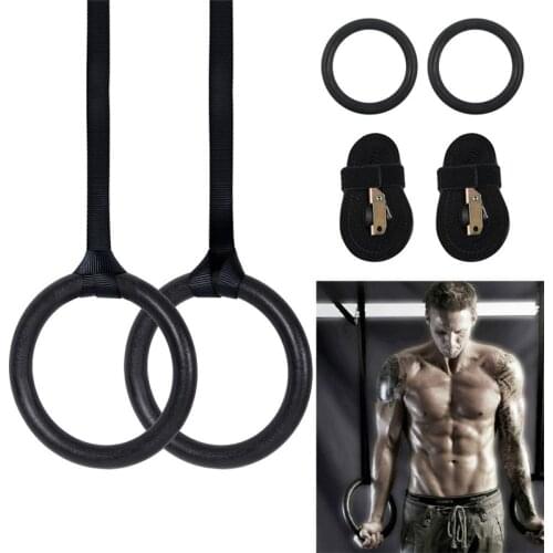 ABS Gymnastic Crossfit Gym Fitness Rings with Straps Buckles Strength Training Pull Up Dips-Top
