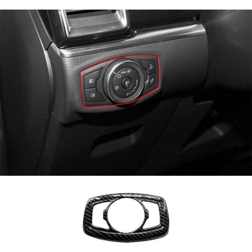 Carbon Fiber Headlight Lamp Switch Cover Trim Control Button Frame for Ford Ranger / Everest 2015-2021 Accessories