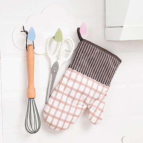 Kitchen Wall-Mounted Free Punch Cloud 3 Hook Spoon Scissors Egg Beater Pendant Bathroom Towel Clothes Pants Hook