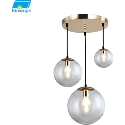 Nordic transparent glass spherical chandelier restaurant sun bar aisle office LOFT American industrial style chandelier