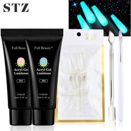 Nail Extension Gel Poly UV Builder Set Luminous Acrylic Gel Polish Fast Buliding Brushes Nail Dual Forms Tips Manicure Kit #1832