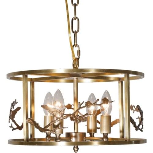 New copper chandelier living room lamp European restaurant lamp bedroom lighting American style simple personality atmosphere