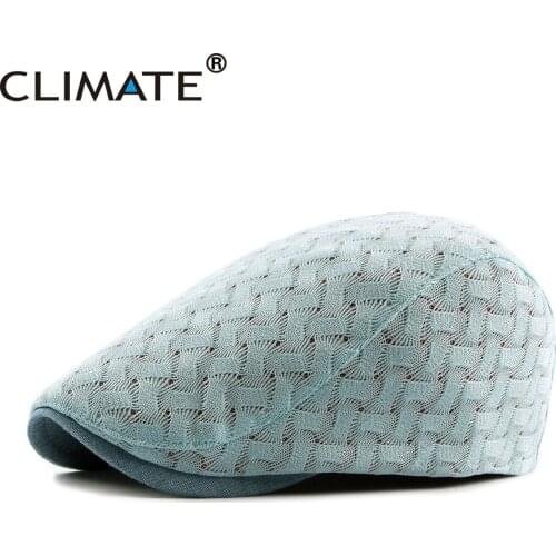 CLIMATE New Women Beret Hat Flat Cap Spring Summer Cool Hat Blue Flowers Berets Flat Caps Hat Adult Adjustable Men Women