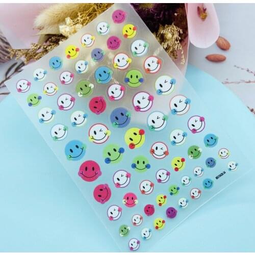 Japanese Style 3d DIY New Technology Thin Transparent Nail Stickers Texture Colored Smiles Dry Nail Decals Manicure Nail Art