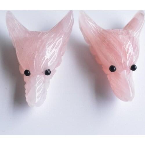 Wholesale 2pcs/lot Fashion good quality pink natural stone Carved Wolf Head shape Pendants for Necklace jewelry making free