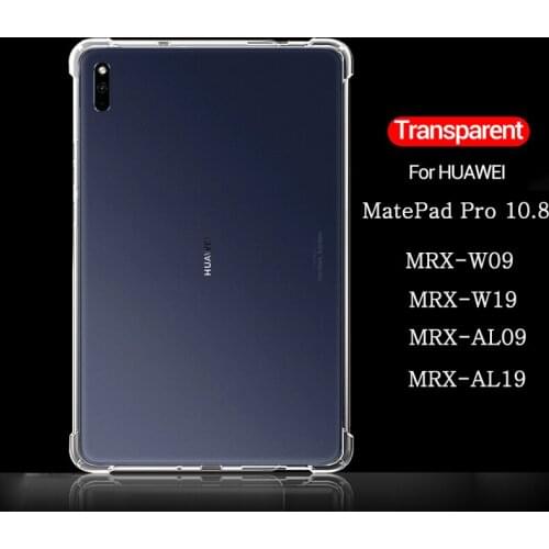 Shockproof Silicone Case For Huawei MatePad Pro 10.8 MRX-W09/W19/AL09 Transparent Rubber Airbag Flexible Bumper + Tempered Glass
