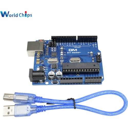 UNO R3 ATmega328P Development Board CH340G CH340 Board ATMEGA16U2 Buzzer Microcontroller 3.3V 5V DC With USB Cable One