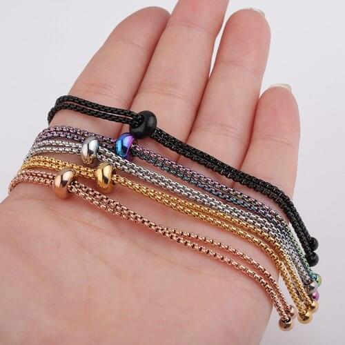 Stainless Steel Adjustable Slider Chain DIY For Jewelry Making Loops Connector Pendants Bracelets Material Findings Supplies