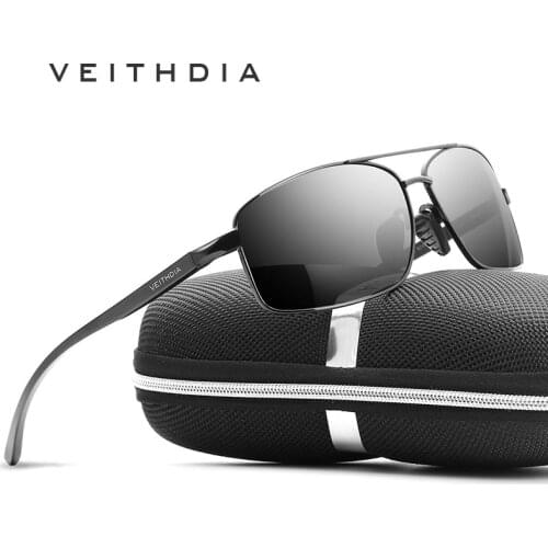 VEITHDIA Brand Polarized Mens Vintage Sunglasses Aluminum Frame Sun Glasses Men Goggle Eyewear Accessories For Men 2458
