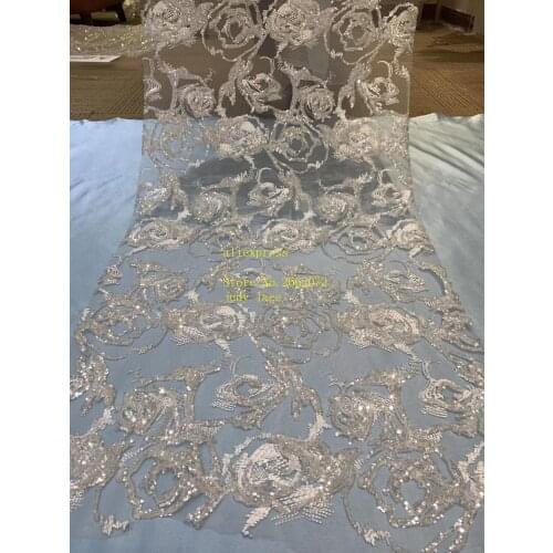 5yards/bag Warm color embroidery beads sequins high-end fashion European and American style fabrics for wedding dress design