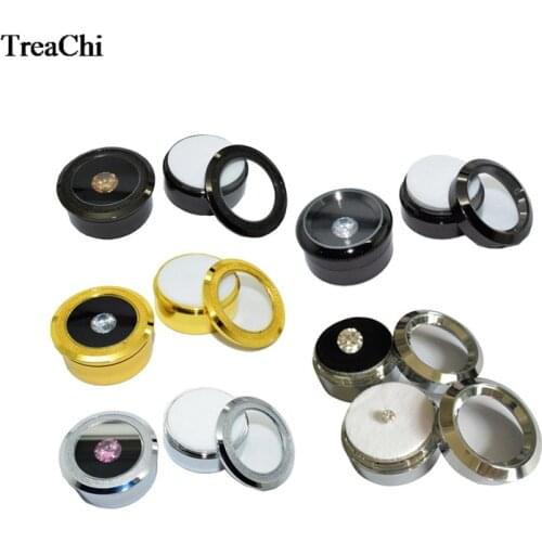 High Quality Metal Jewelry Display Box Visible Round Stainless Steel Gem Diamond Storage Boxes Reversible Black and White Insert