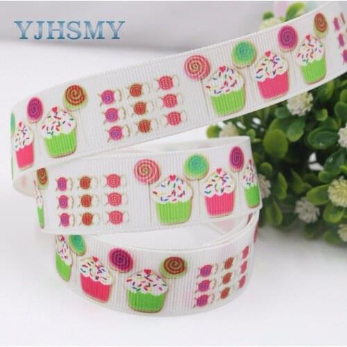 YJHSMY F-17504-1008,22 mm 10 yards cake Ribbons Thermal transfer Printed grosgrain Wedding Accessories DIY handwork materials