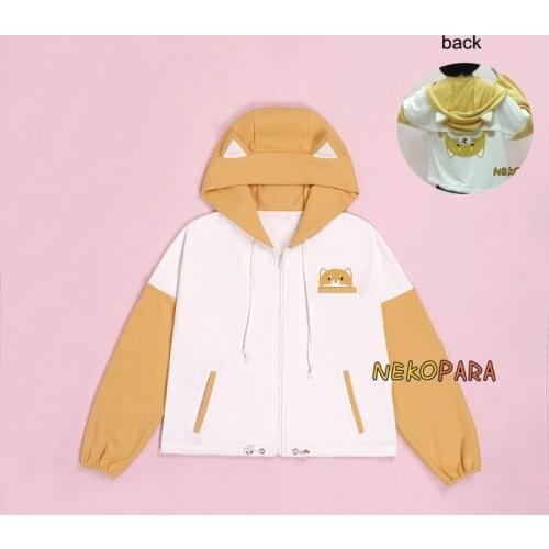 Funny Shiba Doge Theme Womens Long Sleeve Jacket Hooded Coat Long Sleeve Spring Outwear Cute