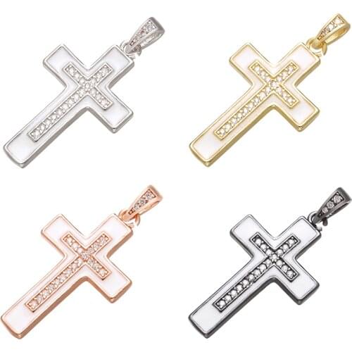 ZHUKOU 17x34mm high quality cross crystal necklace pendant for DIY handmade necklace jewelry accessories making model: VD674