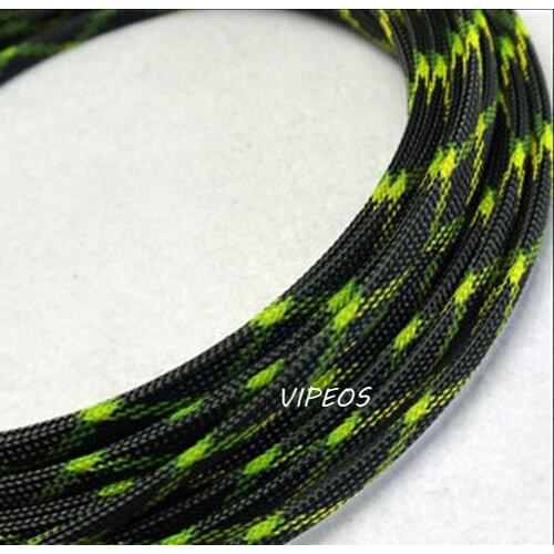10Meter Braided Cable 8-15mm Wiring Harness Loom Protection/Sleeving - Black&Green