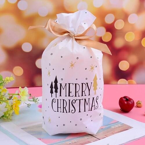 10PCS Christmas Gift Bag Cookie Candy Bag Snowflake Crisp Bag Handmade Soap Drawstring Bag For Merry Christmas New Year Gifts