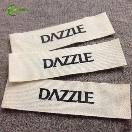 1000pcs Custom Garment Accessories Eco-friendly Cotton Labels Customized Brand Logo Printed Washable White/Beige Cotton Labels
