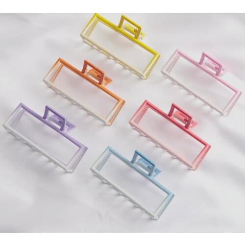 2021 New Women Elegant Color gradient Hollow Geometric Metal Hair Claw Hair Clips Headband Hairpin Fashion Hair Accessories