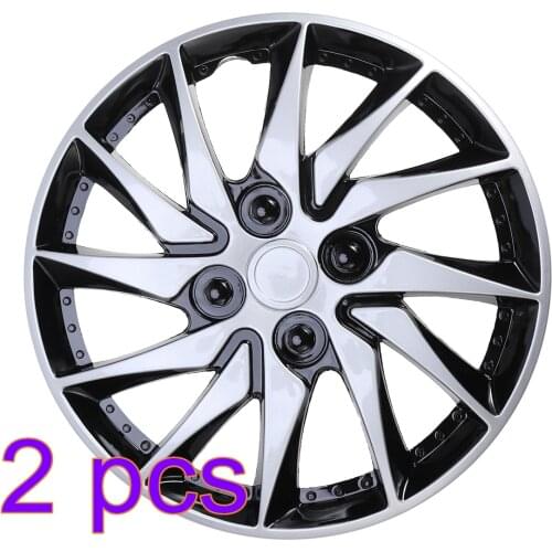 2 x 14 Inch Car Wheel Caps Case Hubcap for Car Hub Cap Auto Refit Accessories (Silver Black)