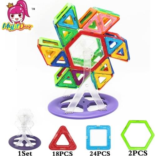 MylitDear 45Pcs Big Size Magnetic Building Blocks Ferris Wheel Brick Designer Enlighten Bricks Magnetic Toys For Children