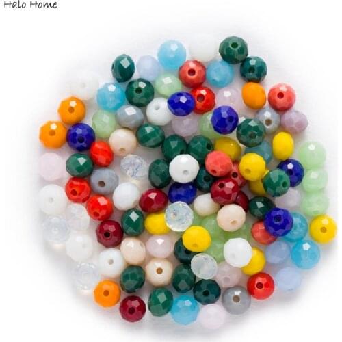 50pcs Imitation Jade Faceted Crystal Glass Loose Spacer Candy Beads Jewelry Sewing Handmade Shoes Bags Clothing Headwear 4-8mm