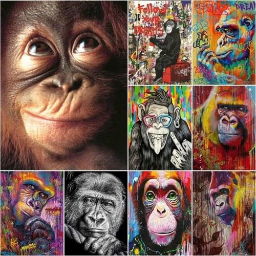 5D DIY Diamond Embroidery Gorilla Full Square Round Rhinestone Mosaic Diamond Painting Cross Stitch Kit Art Wall Decor