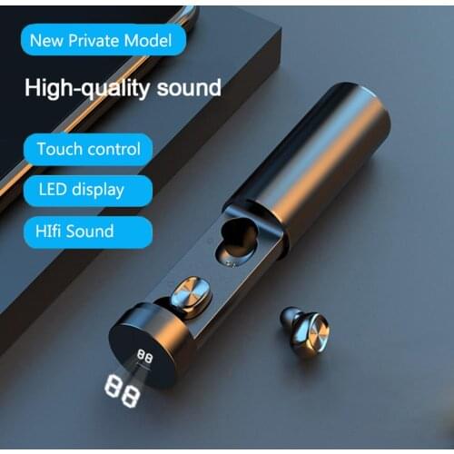 B9 Wireless Earphones Bluetooth 5.0 Headphone Sports Mini Headset HiFi Stereo Auto Pairing Touch Control LED Display Waterproof