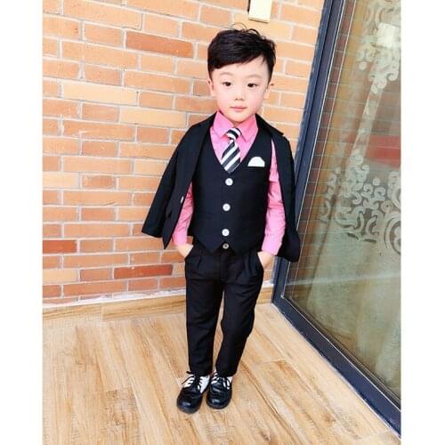 Flower Boys Blazer Wedding Suit Brand Kids Ceremony Formal Suit 3pcs jacket+vest+pants Flower Boys Party Tuxedos Costume Suit