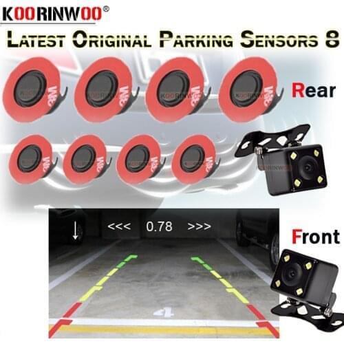 Koorinwoo Visible System Car Parking Sensor Kit With 8 Sensors Front Reversing Camera Security Alert Buzzer System Park Assist