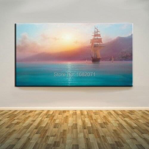 Experienced Artist Pure Hand-painted High Quality Modern Impression Seascape Oil Painting Abstract Boat Oil Painting on Canvas