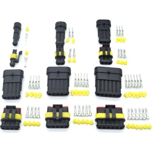 1sets Kit 2 pin 1/2/3/4/5/6 pins Way AMP Super seal Waterproof Electrical Wire Connector Plug for car waterproof connector