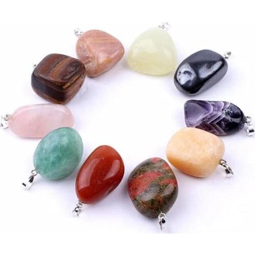 Quartz tumbled crystals pendant natural stones and minerals chakras healing reiki Fashion Jewelry for gift